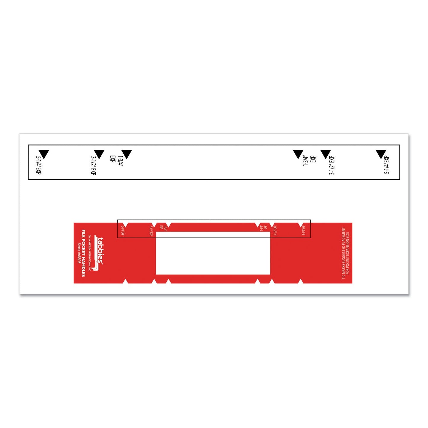 Tabbies File Pocket Handles, 9.63 x 2, Red/White, 4/Sheet, 12 Sheets/Pack