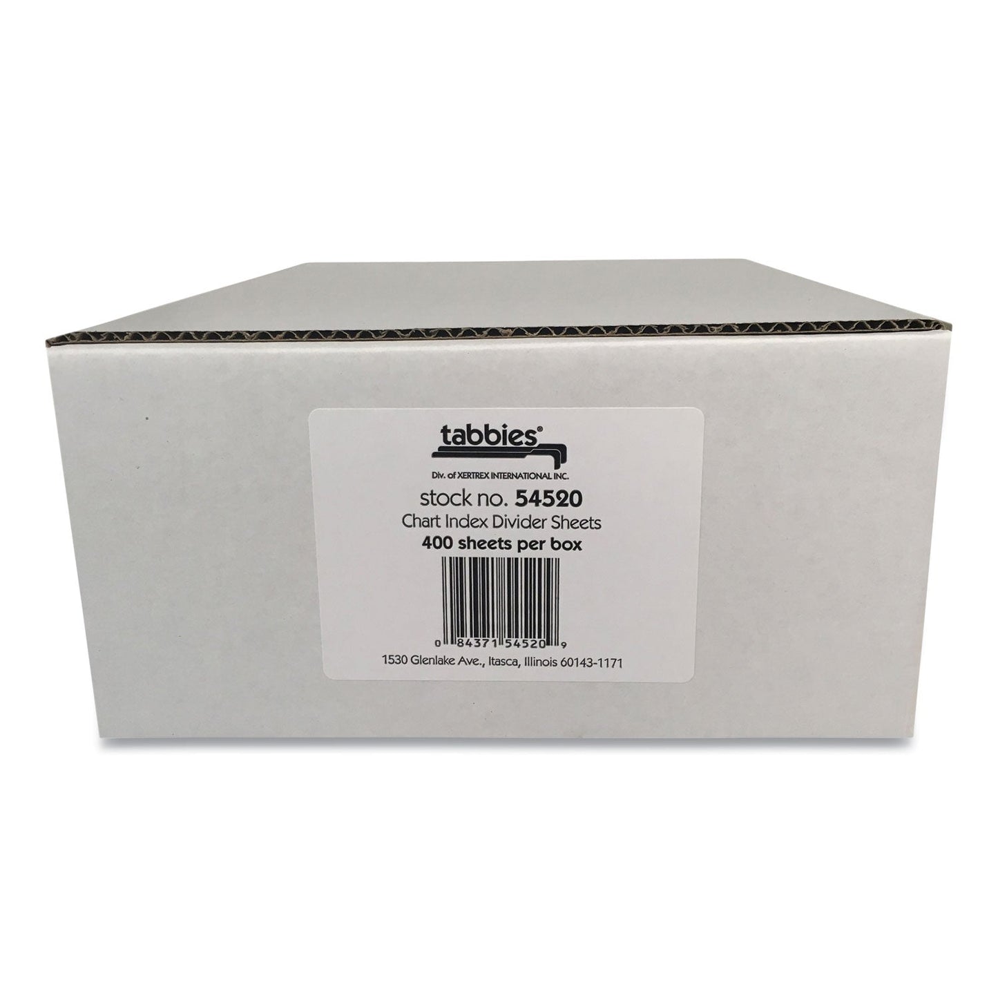 Tabbies Medical Chart Index Divider Sheets, Untabbed, 11 x 8.5, White, 400/Box