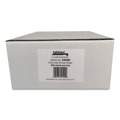 Tabbies Medical Chart Index Divider Sheets, Untabbed, 11 x 8.5, White, 400/Box