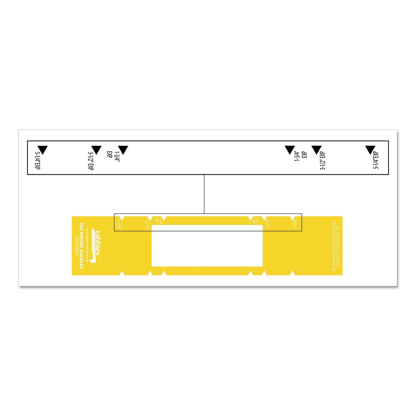 Tabbies File Pocket Handles, 9.63 x 2, Yellow/White, 4/Sheet, 12 Sheets/Pack