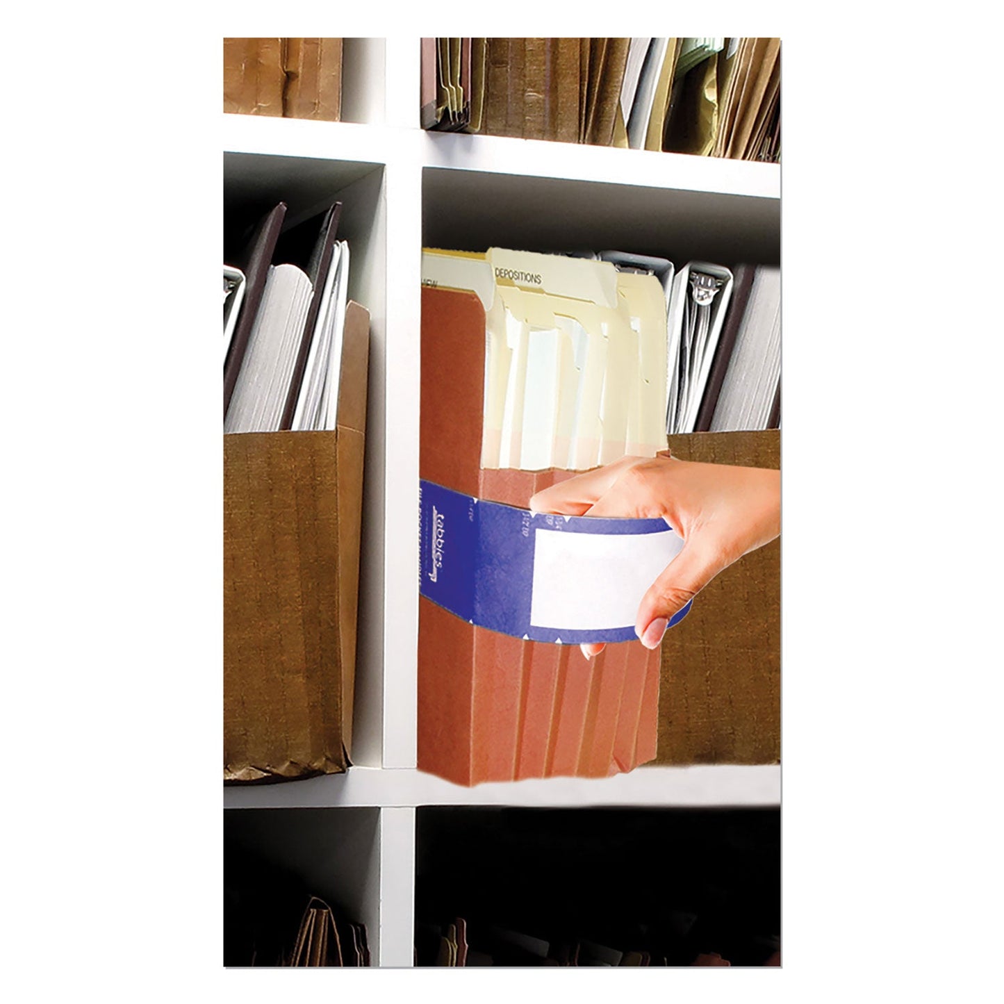 Tabbies File Pocket Handles, 9.63 x 2, Dark Blue/White, 4/Sheet, 12 Sheets/Pack