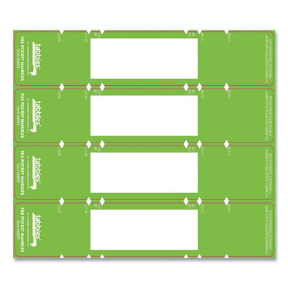 Tabbies File Pocket Handles, 9.63 x 2, Green/White,  4/Sheet, 12 Sheets/Pack