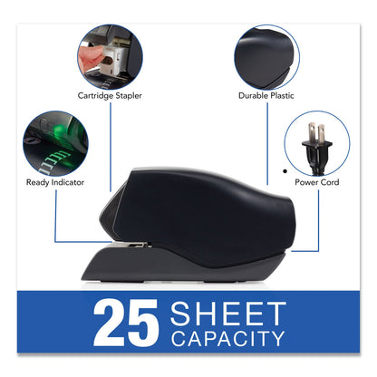 Swingline Desktop Cartridge Electric Stapler with LED Guide, 25-Sheet Capacity, Black