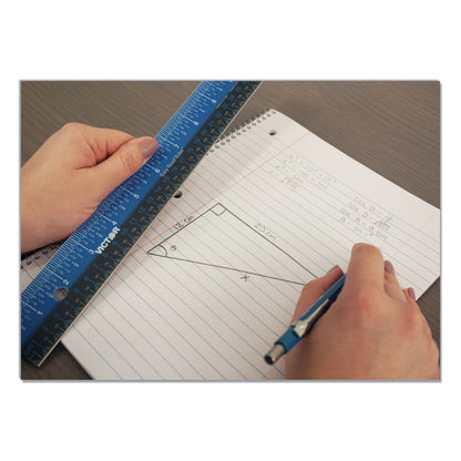 Victor Easy Read Stainless Steel Ruler, Standard/Metric, 12".5 Long, Blue