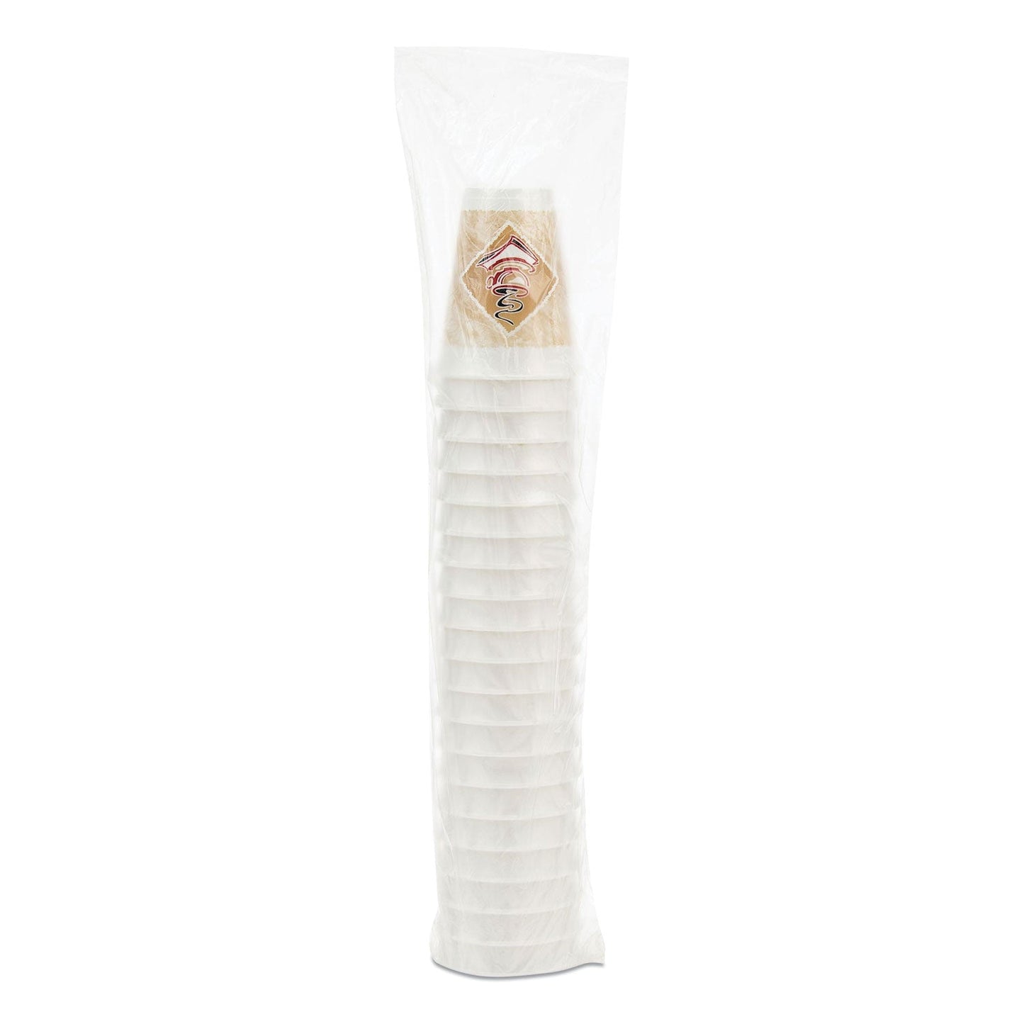 Dart Cafe G Hot/Cold Cups, Foam, 12 oz, White with Brown/Red/White, 20/Bag, 50 Bags/Carton