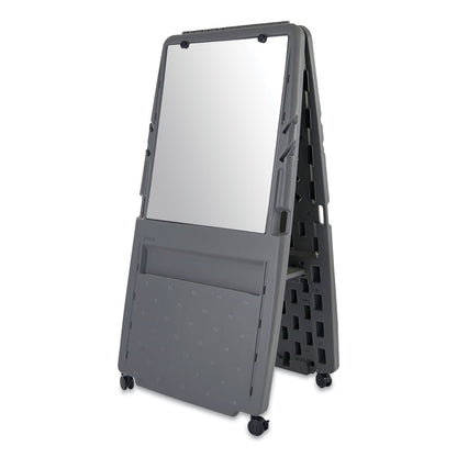 Iceberg Ingenuity Presentation Flipchart Easel with Dry Erase Surface, Resin Surface Frame, 33 x 28 x 73, Charcoal