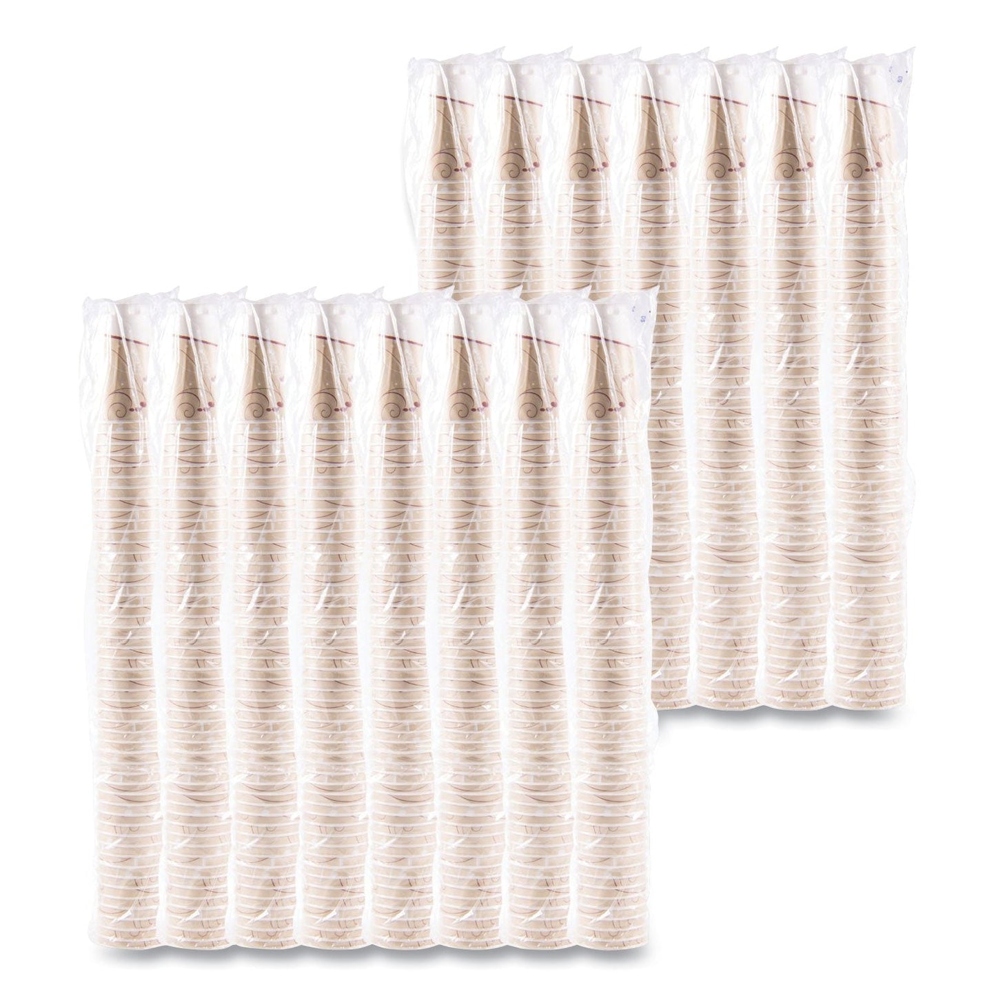 Dart Trophy Plus Dual Temperature Insulated Cups in Symphony Design, 16 oz, Beige, 50/Pack, 15 Packs/Carton