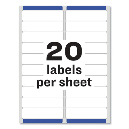 Avery Easy Peel White Address Labels w/ Sure Feed Technology, Laser Printers, 1 x 4, White, 20/Sheet, 25 Sheets/Pack