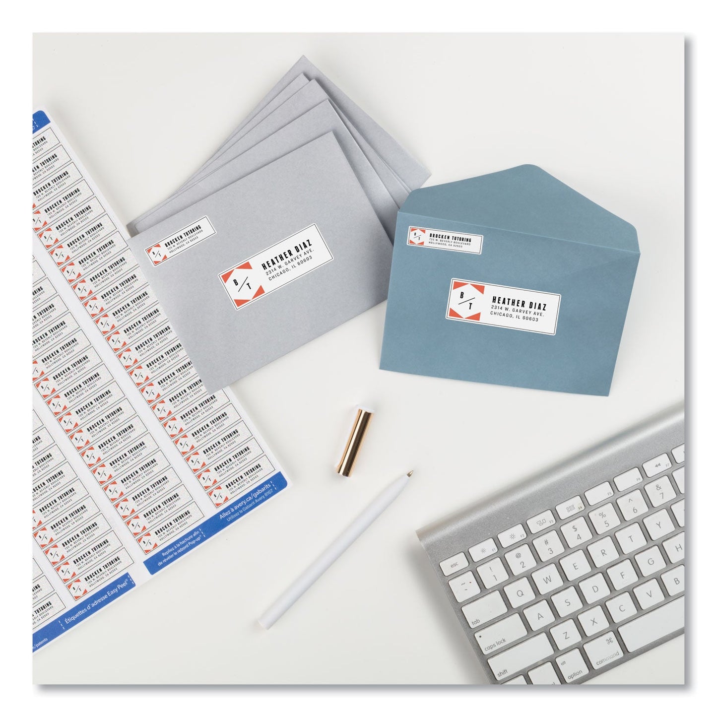 Avery Easy Peel White Address Labels w/ Sure Feed Technology, Inkjet Printers, 0.5 x 1.75, White, 80/Sheet, 25 Sheets/Pack