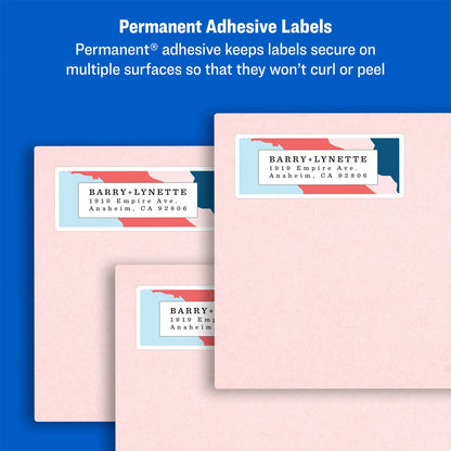 Avery Easy Peel White Address Labels w/ Sure Feed Technology, Laser Printers, 0.66 x 1.75, White, 60/Sheet, 100 Sheets/Pack