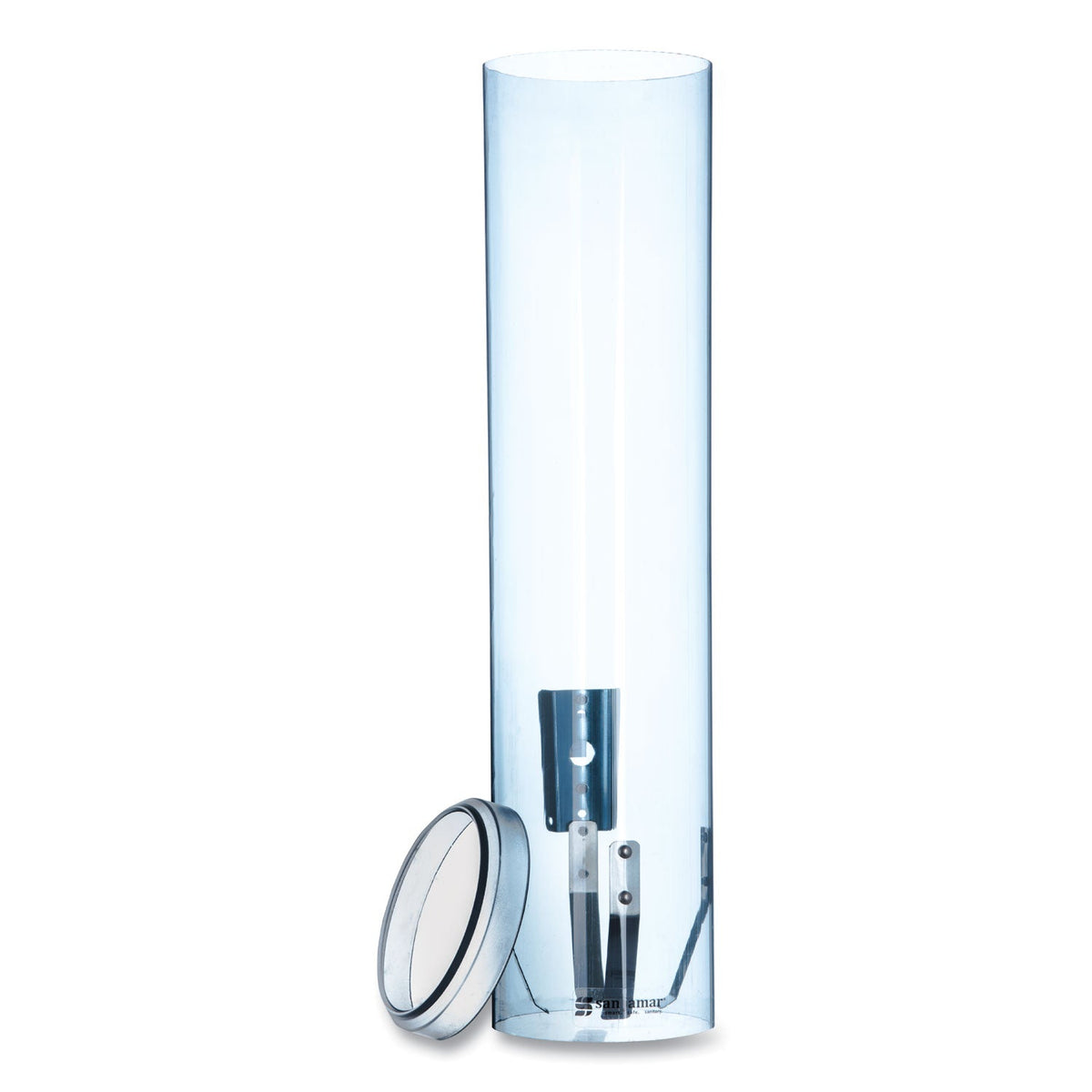 San Jamar Large Pull-Type Water Cup Dispenser, For 12 oz Cups, Translucent Blue