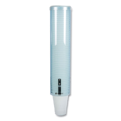 San Jamar Large Pull-Type Water Cup Dispenser, For 12 oz Cups, Translucent Blue