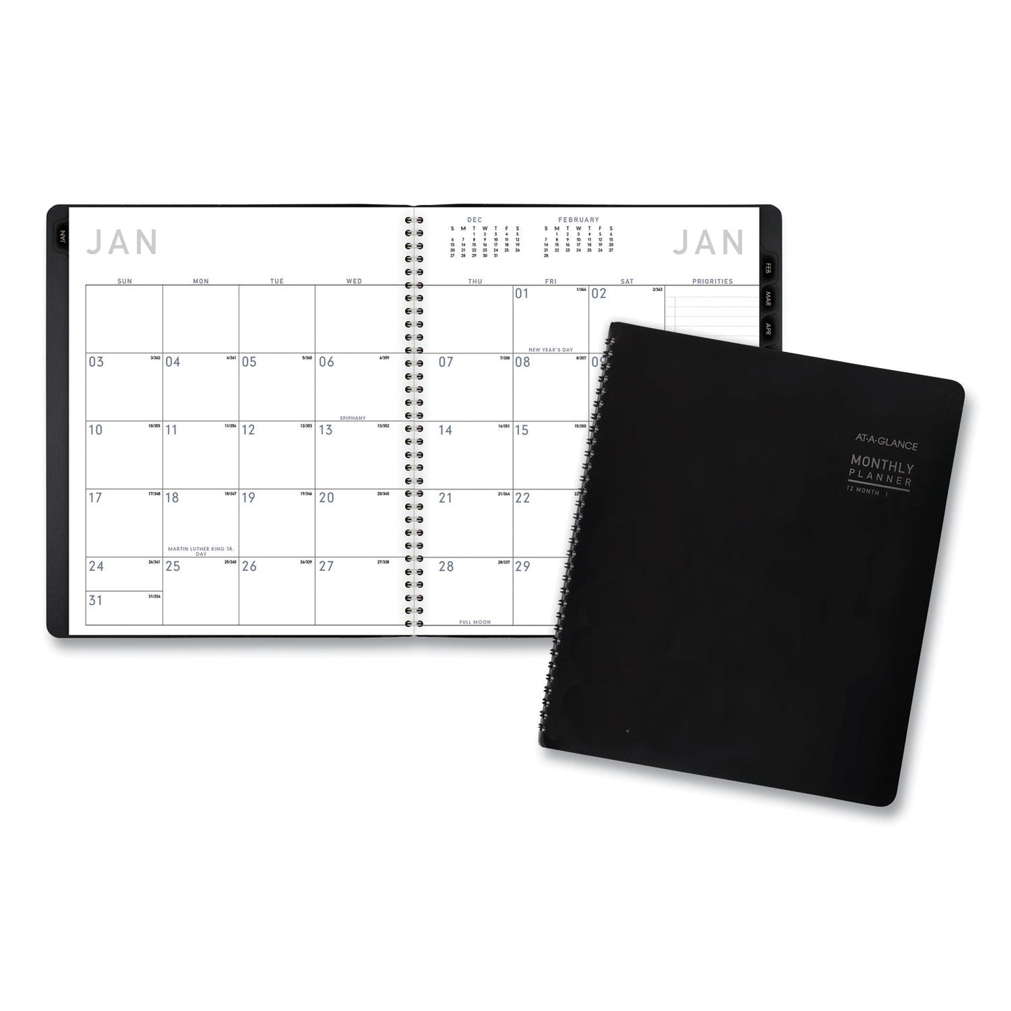 AT-A-GLANCE Contemporary Monthly Planner, Premium Paper, 11 x 9, Black Cover, 12-Month (Jan to Dec): 2023