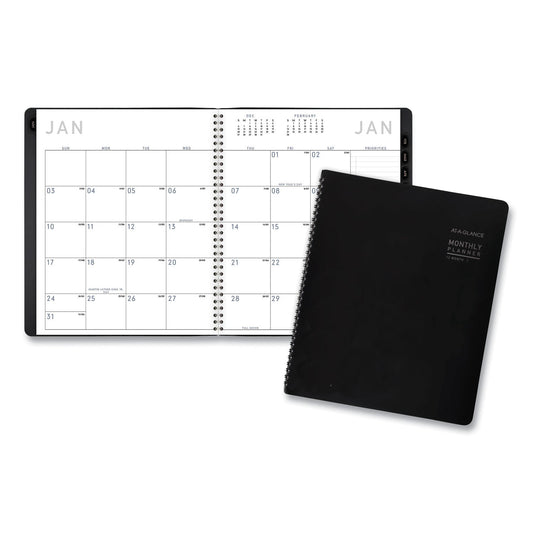 AT-A-GLANCE Contemporary Monthly Planner, Premium Paper, 11 x 9, Black Cover, 12-Month (Jan to Dec): 2023