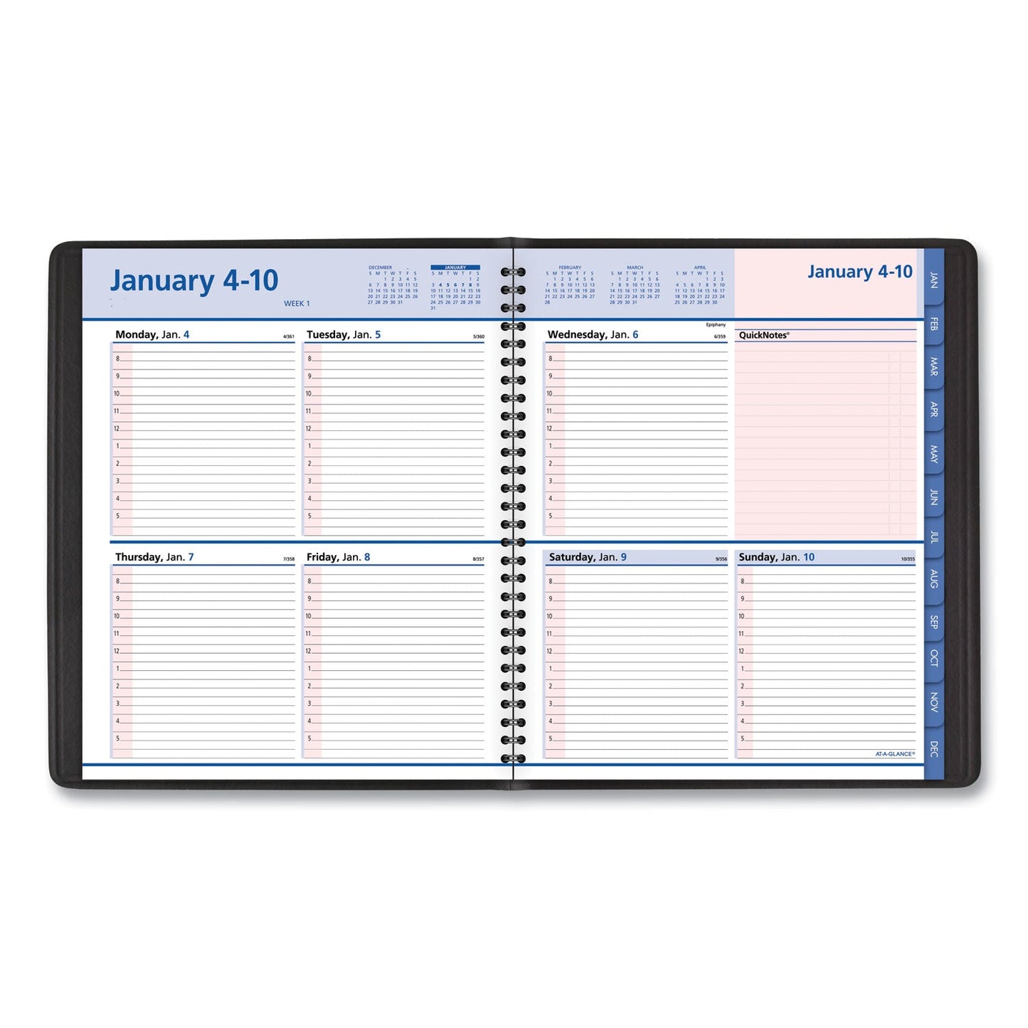 AT-A-GLANCE QuickNotes Special Edition Weekly Block Format Appointment Book, 10 x 8, Black/Pink Cover, 12-Month (Jan to Dec): 2023