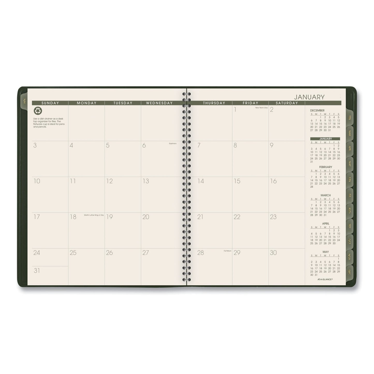AT-A-GLANCE Recycled Monthly Planner, 11 x 9, Green Cover, 13-Month (Jan to Jan): 2023 to 2024