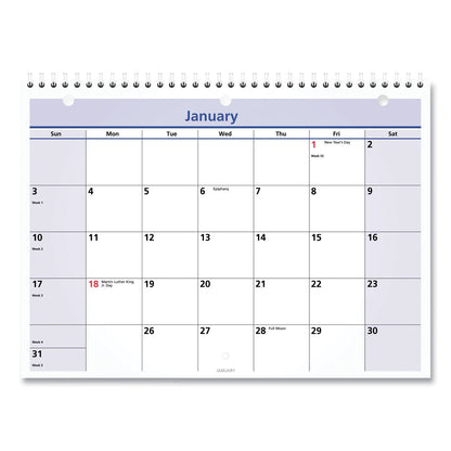 AT-A-GLANCE QuickNotes Desk/Wall Calendar, 3-Hole Punched, 11 x 8, White/Blue/Yellow Sheets, 12-Month (Jan to Dec): 2023