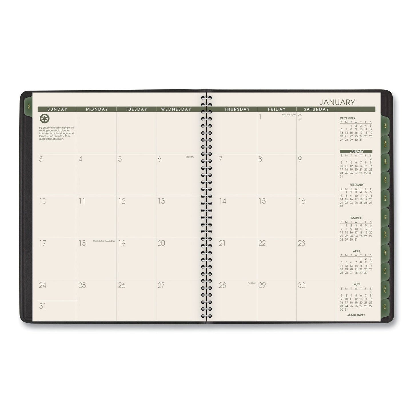 AT-A-GLANCE Recycled Weekly Vertical-Column Format Appointment Book, 8.75 x 7, Black Cover, 12-Month (Jan to Dec): 2023