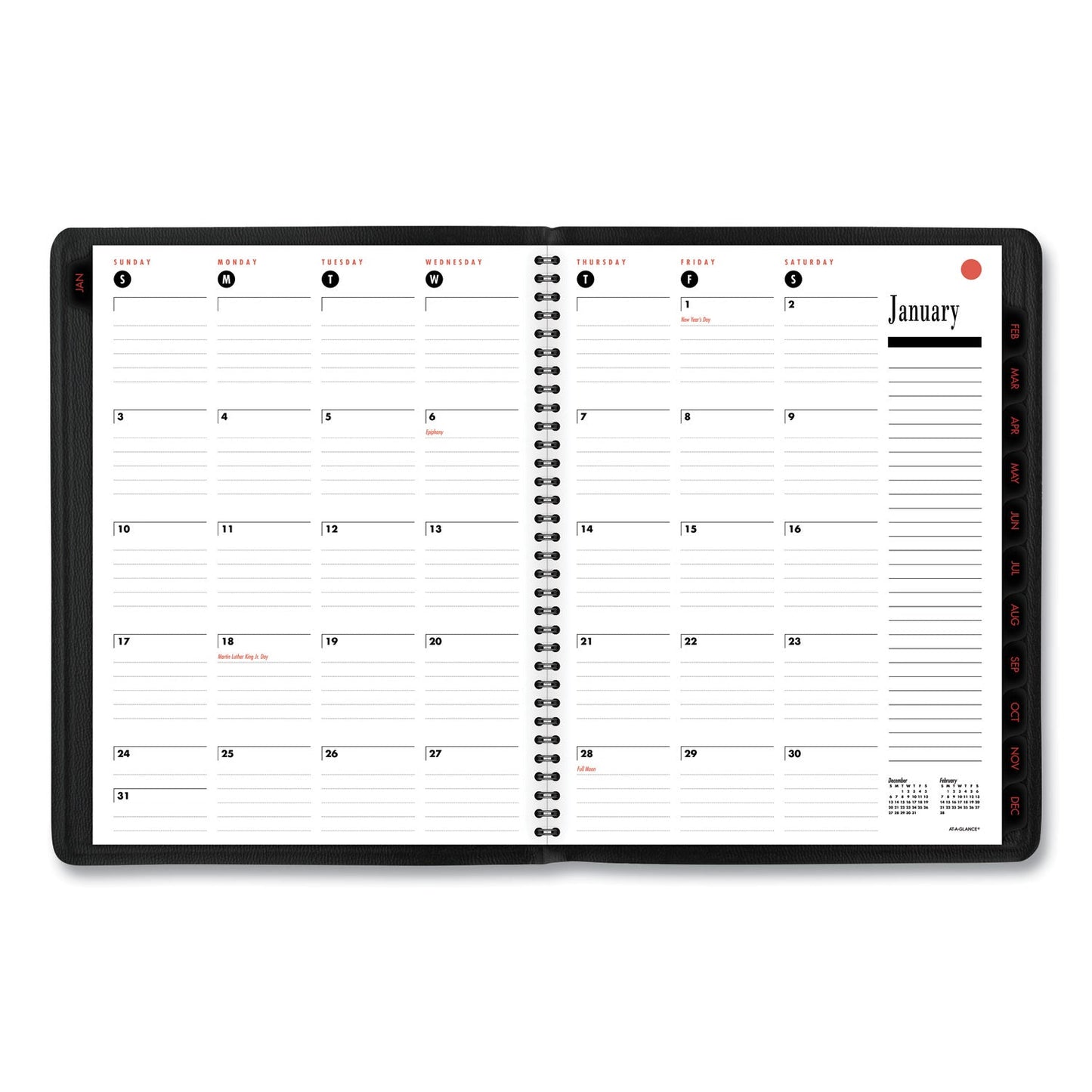 AT-A-GLANCE 800 Range Weekly/Monthly Appointment Book, 11 x 8.25, Black Cover, 12-Month (Jan to Dec): 2023