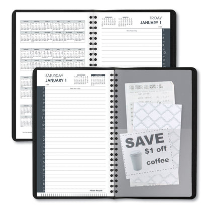 AT-A-GLANCE Daily Appointment Book with 30-Minute Appointments, 8 x 5, Black Cover, 12-Month (Jan to Dec): 2023