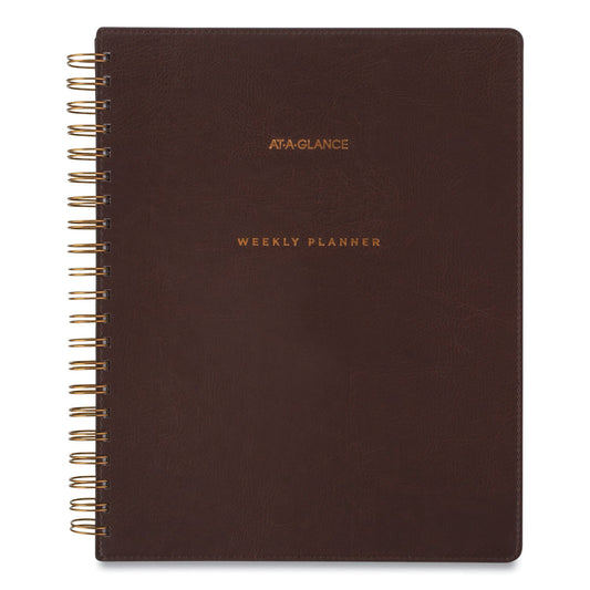 AT-A-GLANCE Signature Collection Distressed Brown Weekly Monthly Planner, 11 x 8.5, Brown Cover, 13-Month (Jan to Jan): 2023 to 2024