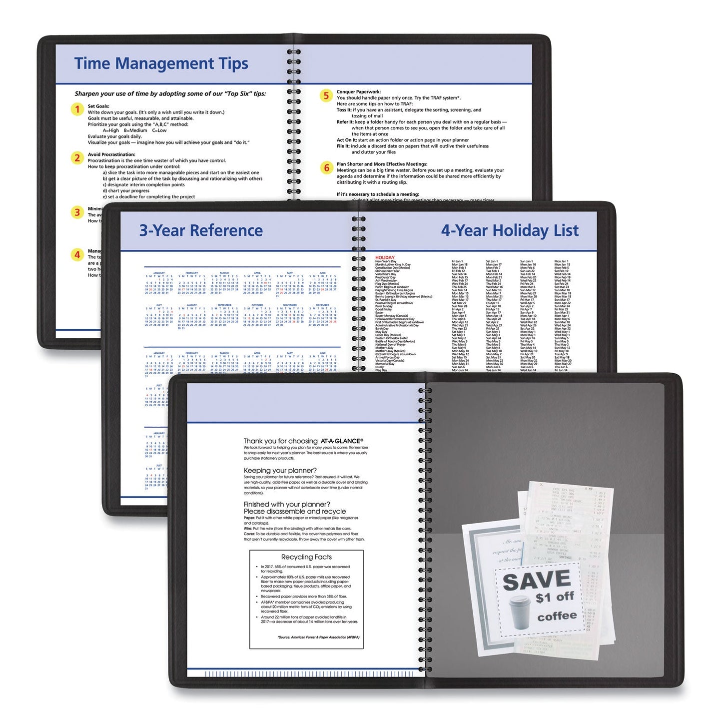 AT-A-GLANCE QuickNotes Weekly Block Format Appointment Book, 10 x 8, Black Cover, 12-Month (Jan to Dec): 2023