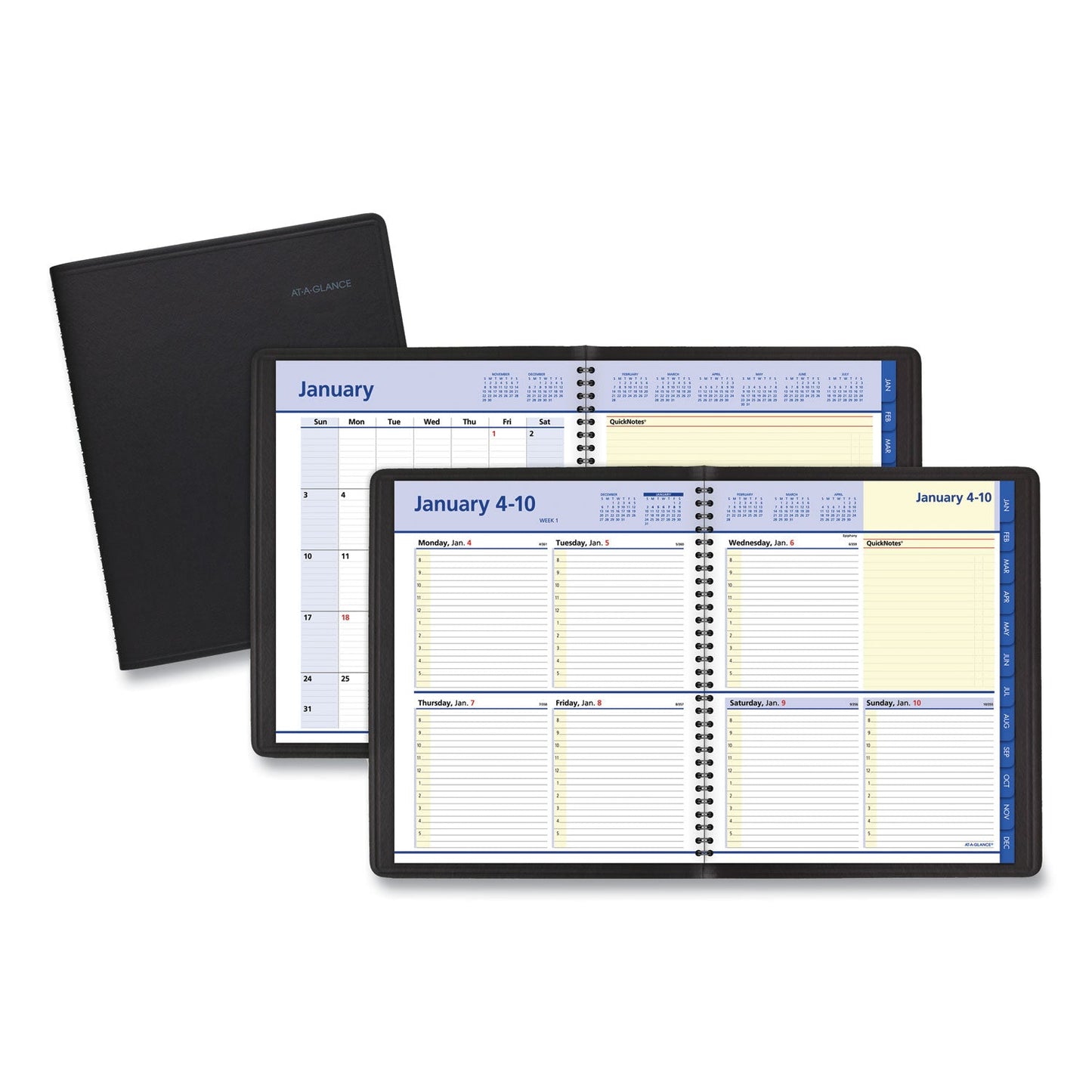 AT-A-GLANCE QuickNotes Weekly Block Format Appointment Book, 10 x 8, Black Cover, 12-Month (Jan to Dec): 2023