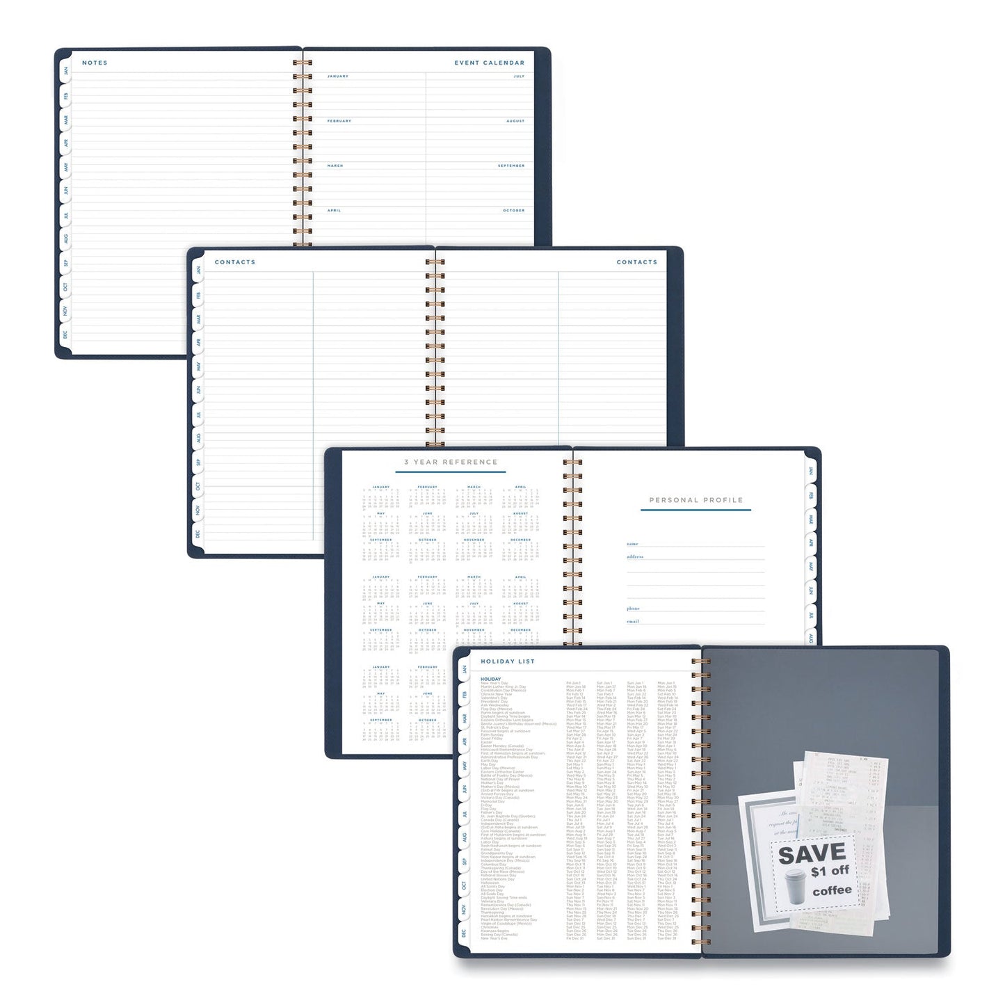 AT-A-GLANCE Signature Collection Firenze Navy Weekly/Monthly Planner, 11 x 8.5, Navy Cover, 13-Month (Jan to Jan): 2023 to 2024