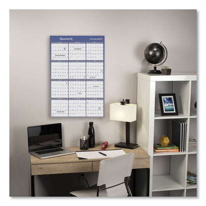 AT-A-GLANCE Vertical/Horizontal Erasable Quarterly/Monthly Wall Planner, 24 x 36, White/Blue Sheets, 12-Month (Jan to Dec): 2023