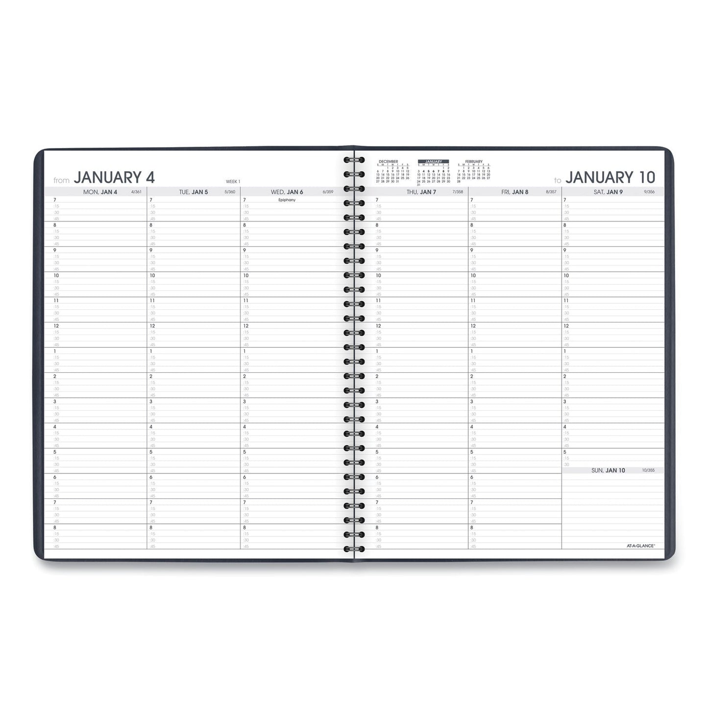 AT-A-GLANCE Weekly Appointment Book, 11 x 8.25, Navy Cover, 13-Month (Jan to Jan): 2023 to 2024