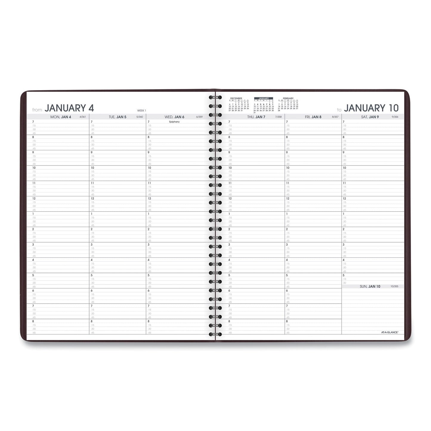 AT-A-GLANCE Weekly Appointment Book, 11 x 8.25, Winestone Cover, 13-Month (Jan to Jan): 2023 to 2024
