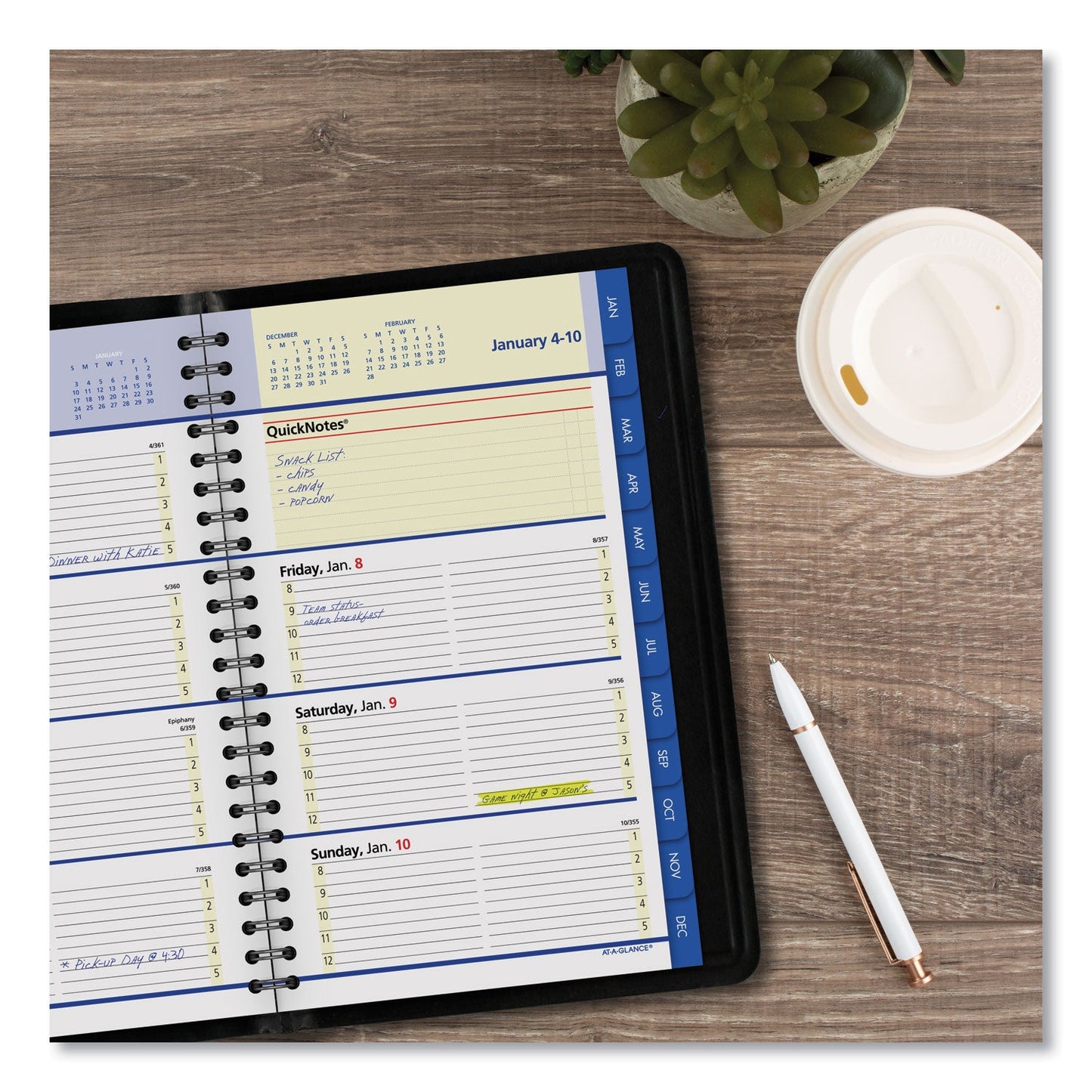 AT-A-GLANCE QuickNotes Weekly Block Format Appointment Book, 8.5 x 5.5, Black Cover, 12-Month (Jan to Dec): 2023