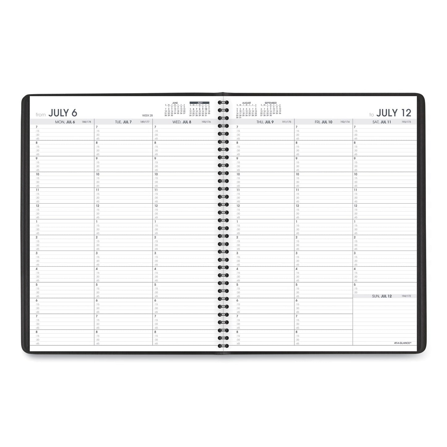 AT-A-GLANCE Weekly Appointment Book, 11 x 8.25, Black Cover, 14-Month (July to Aug): 2022 to 2023