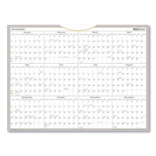 AT-A-GLANCE WallMates Self-Adhesive Dry Erase Yearly Planning Surfaces, 24 x 18, White/Gray/Orange Sheets, 12-Month (Jan to Dec): 2023