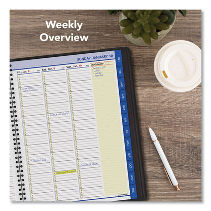 AT-A-GLANCE QuickNotes Weekly Vertical-Column Format Appointment Book, 11 x 8.25, Black Cover, 12-Month (Jan to Dec): 2023