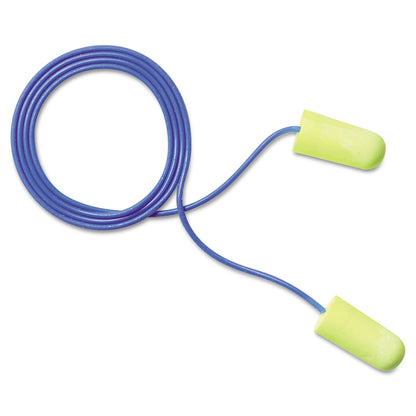 3M E-A-Rsoft Yellow Neon Soft Foam Earplugs, Corded, Regular Size, 200 Pairs/Box