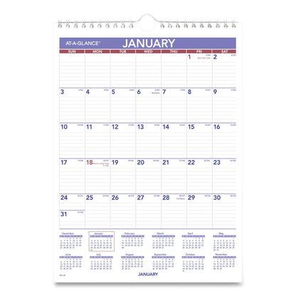 AT-A-GLANCE Monthly Wall Calendar with Ruled Daily Blocks, 8 x 11, White Sheets, 12-Month (Jan to Dec): 2023