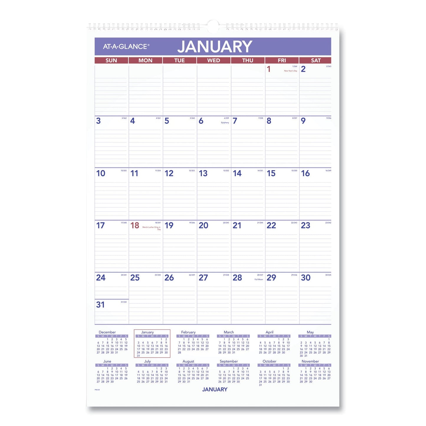 AT-A-GLANCE Monthly Wall Calendar with Ruled Daily Blocks, 15.5 x 22.75, White Sheets, 12-Month (Jan to Dec): 2023