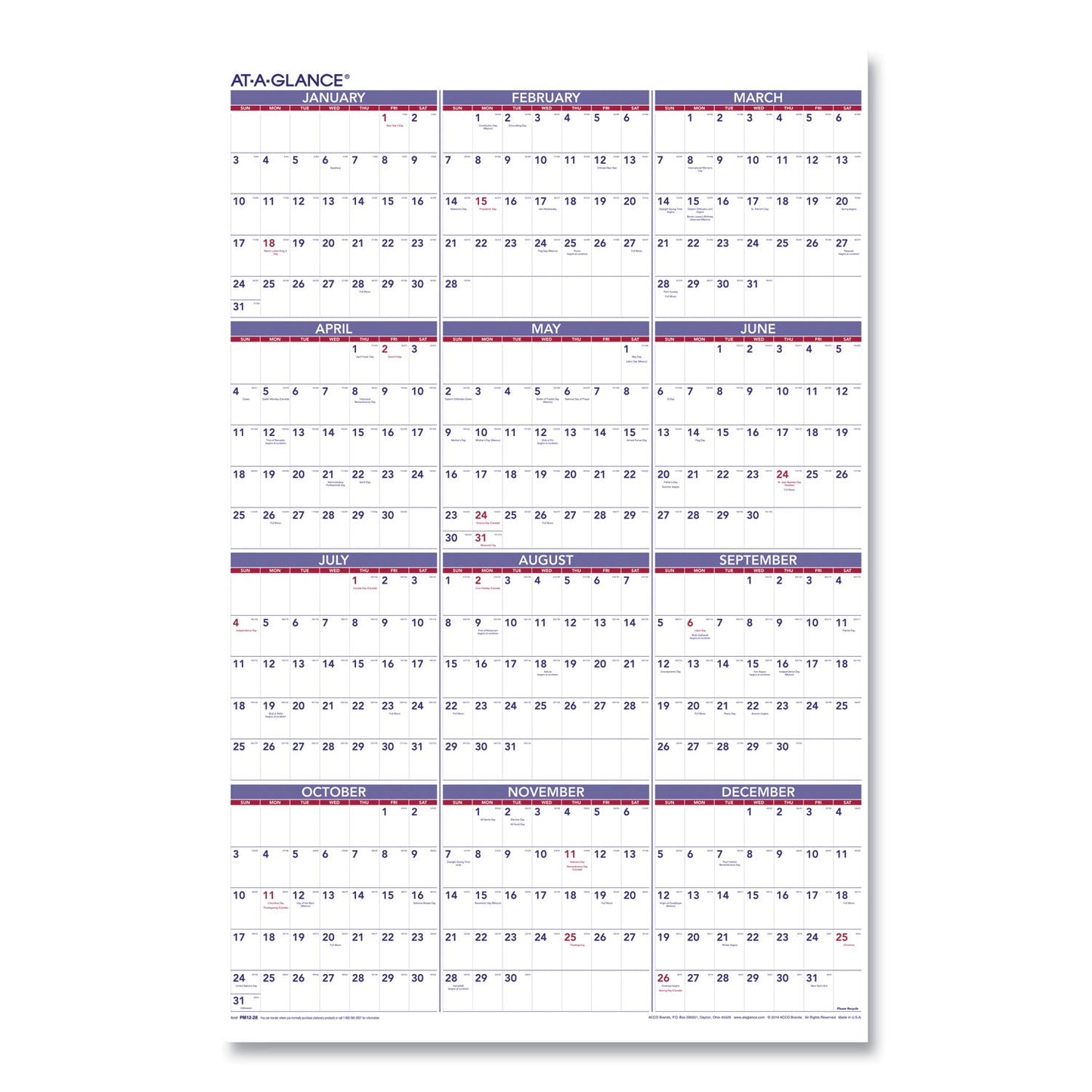 AT-A-GLANCE Yearly Wall Calendar, 24 x 36, White Sheets, 12-Month (Jan to Dec): 2023