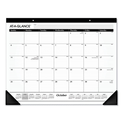 AT-A-GLANCE Academic Year Ruled Desk Pad, 21.75 x 17, White Sheets, Black Binding, Black Corners, 16-Month (Sept to Dec): 2022 to 2023