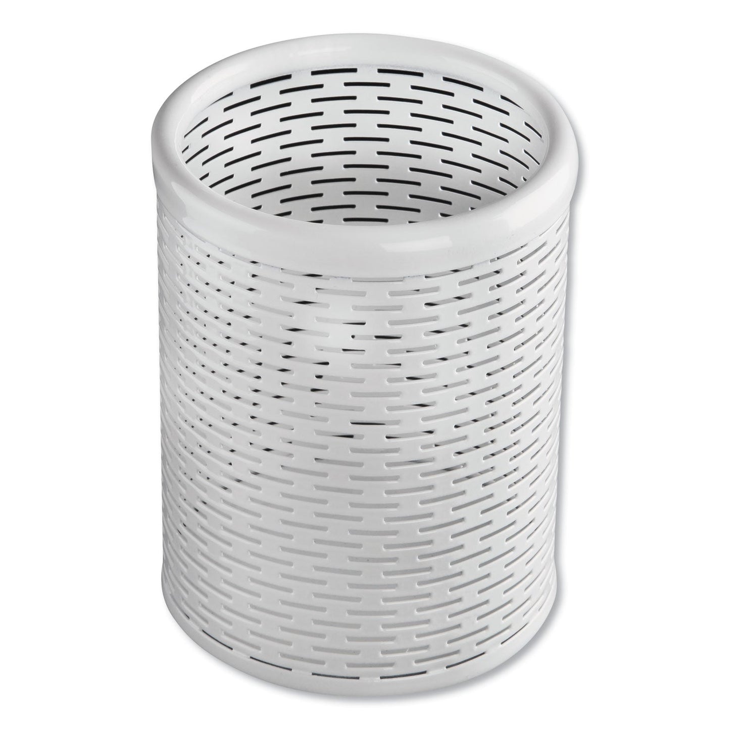 Artistic Urban Collection Punched Metal Pencil Cup, 3.5" Diameter x 4.5"h, White