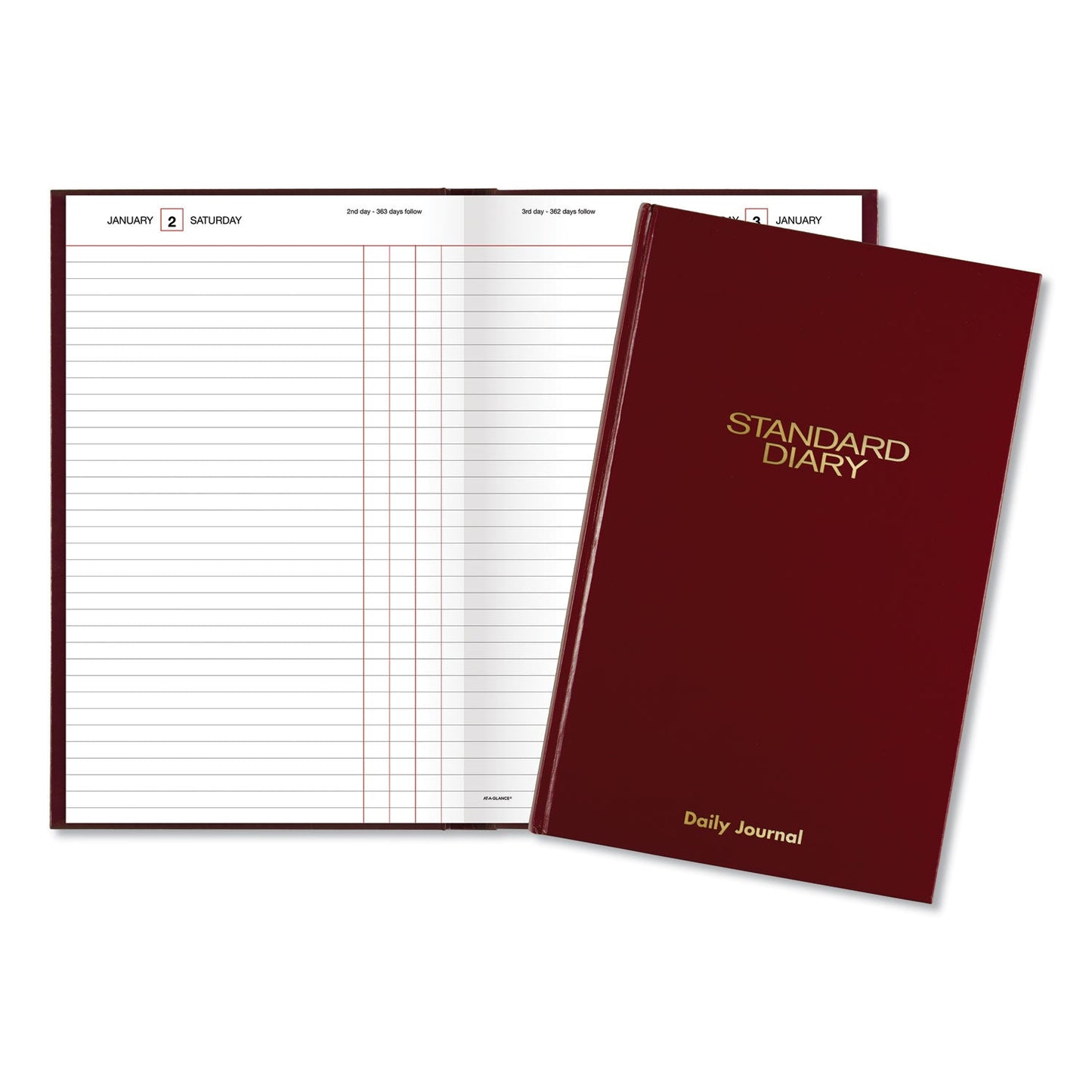 AT-A-GLANCE Standard Diary Daily Journal, 2023 Edition, Wide/Legal Rule, Red Cover, 12 x 7.75, 210 Sheets