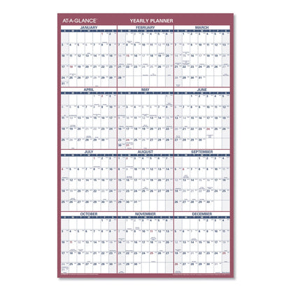 AT-A-GLANCE Vertical/Horizontal Wall Calendar, 24 x 36, White/Blue/Red Sheets, 12-Month (Jan to Dec): 2023