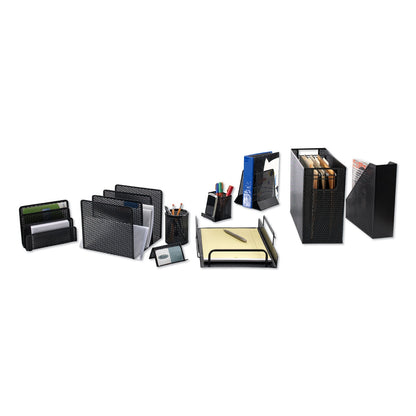 Artistic Urban Collection Punched Metal Letter Sorter, 3 Sections, DL to A6 Size Files, 6.5" x 3.25" x 5.5", Black