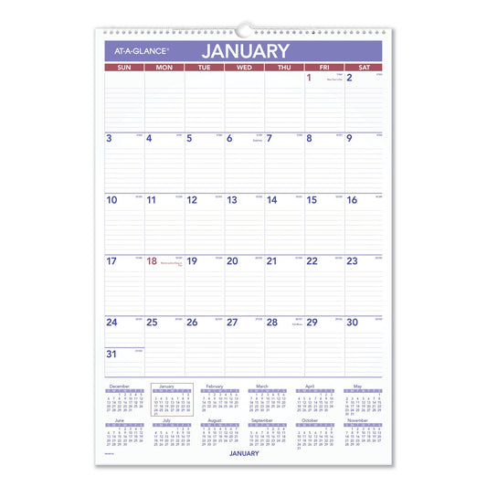 AT-A-GLANCE Erasable Wall Calendar, 15.5 x 22.75, White Sheets, 12-Month (Jan to Dec): 2023