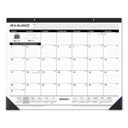 AT-A-GLANCE Ruled Desk Pad, 24 x 19, White Sheets, Black Binding, Black Corners, 12-Month (Jan to Dec): 2023