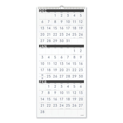 AT-A-GLANCE Three-Month Reference Wall Calendar, Contemporary Artwork/Formatting, 12 x 27, White Sheets, 15-Month (Dec-Feb): 2022 to 2024