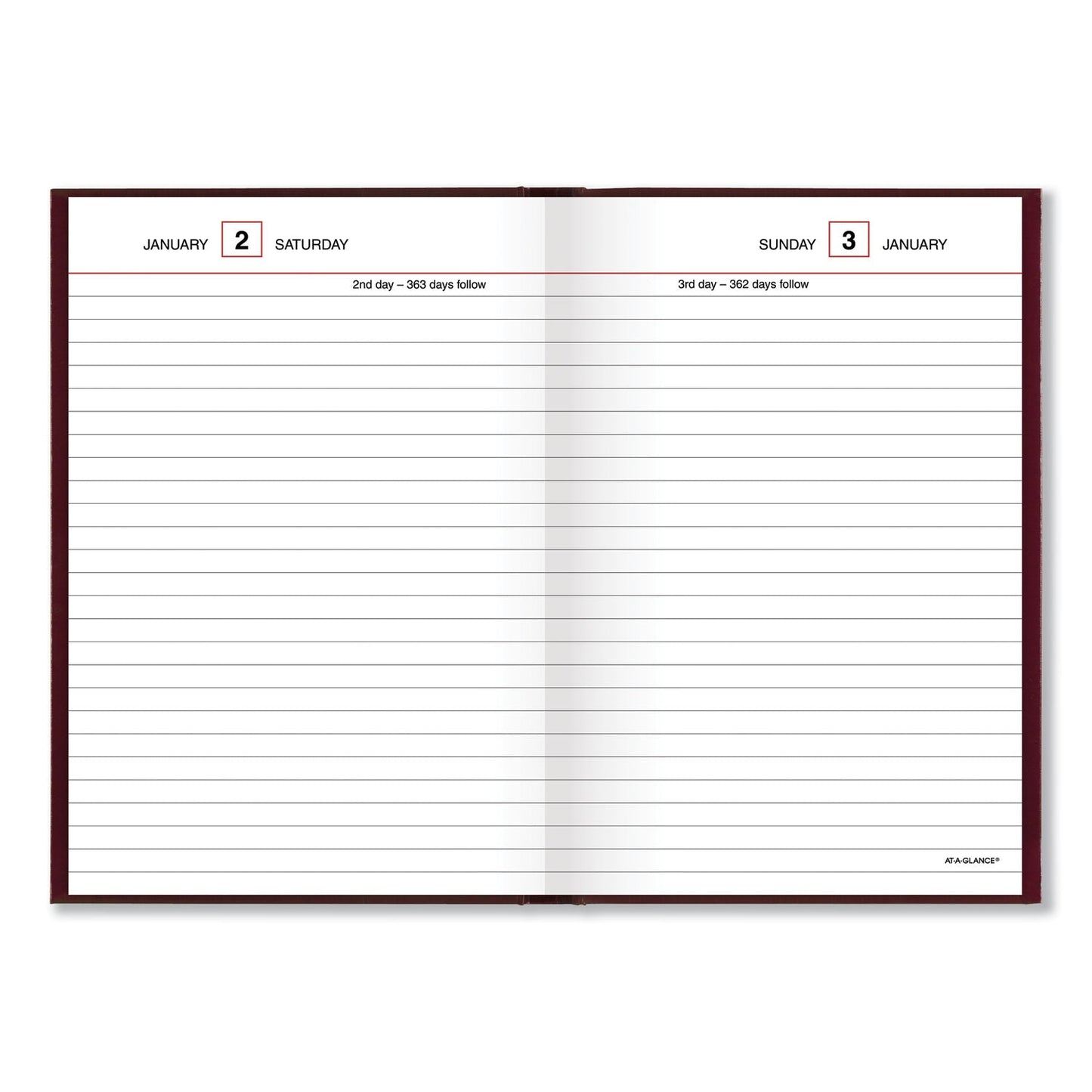 AT-A-GLANCE Standard Diary Daily Reminder Book, 2023 Edition, Medium/College Rule, Red Cover, 7.5 x 5.13, 201 Sheets