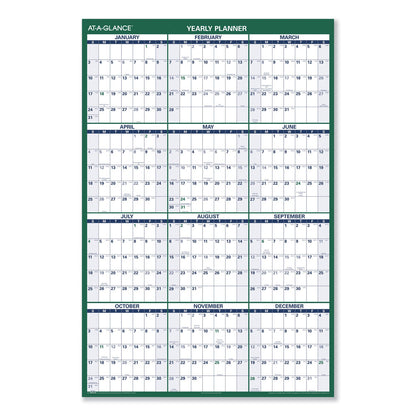 AT-A-GLANCE Vertical Erasable Wall Planner, 32 x 48, White/Green Sheets, 12-Month (Jan to Dec): 2023