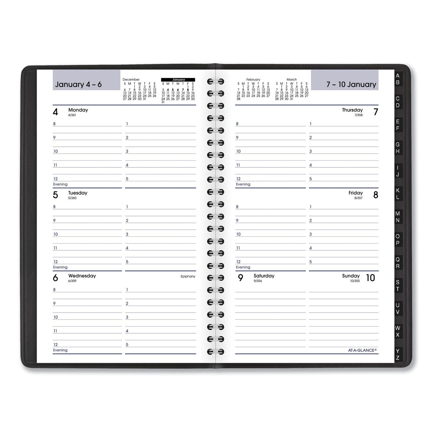 AT-A-GLANCE DayMinder Block Format Weekly Appointment Book, Tabbed Telephone/Add Section, 8.5 x 5.5, Black, 12-Month (Jan-Dec): 2023
